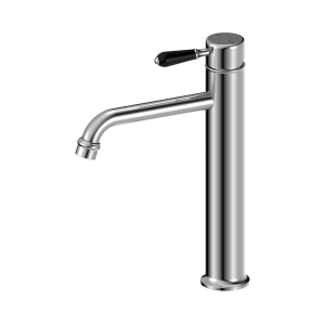 York Straight Tall Basin Mixer With Black Porcelain Lever Chrome