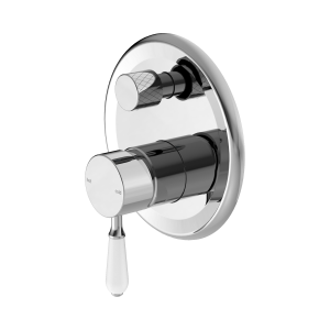 York Shower Mixer With Diverter With White Porcelain Lever